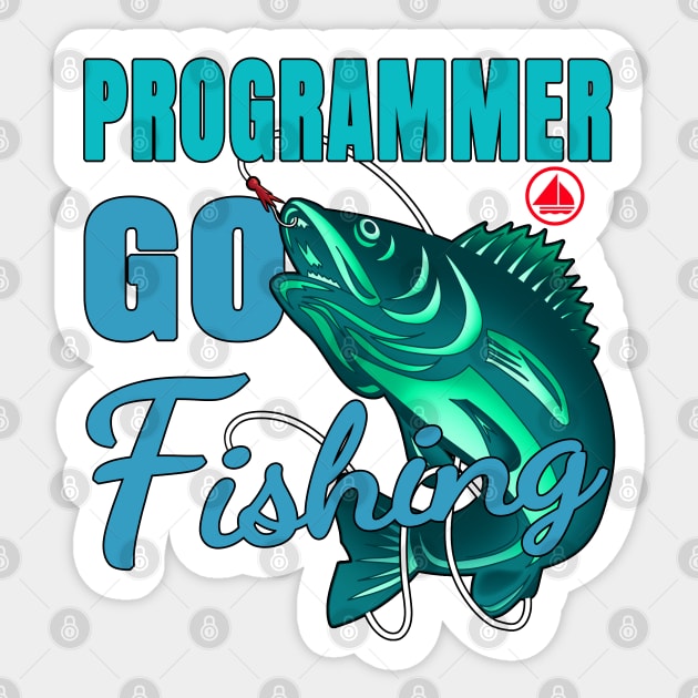 Programmer Go Fishing Sticker by jeric020290